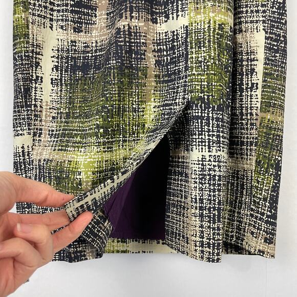 Edme & Esyllte | Anthropologie Wythes Purple & Green Sash Strapless Sheath Dress - Picture 6 of 10